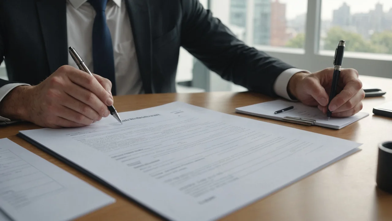Hiring manager reading a job description printout with notes