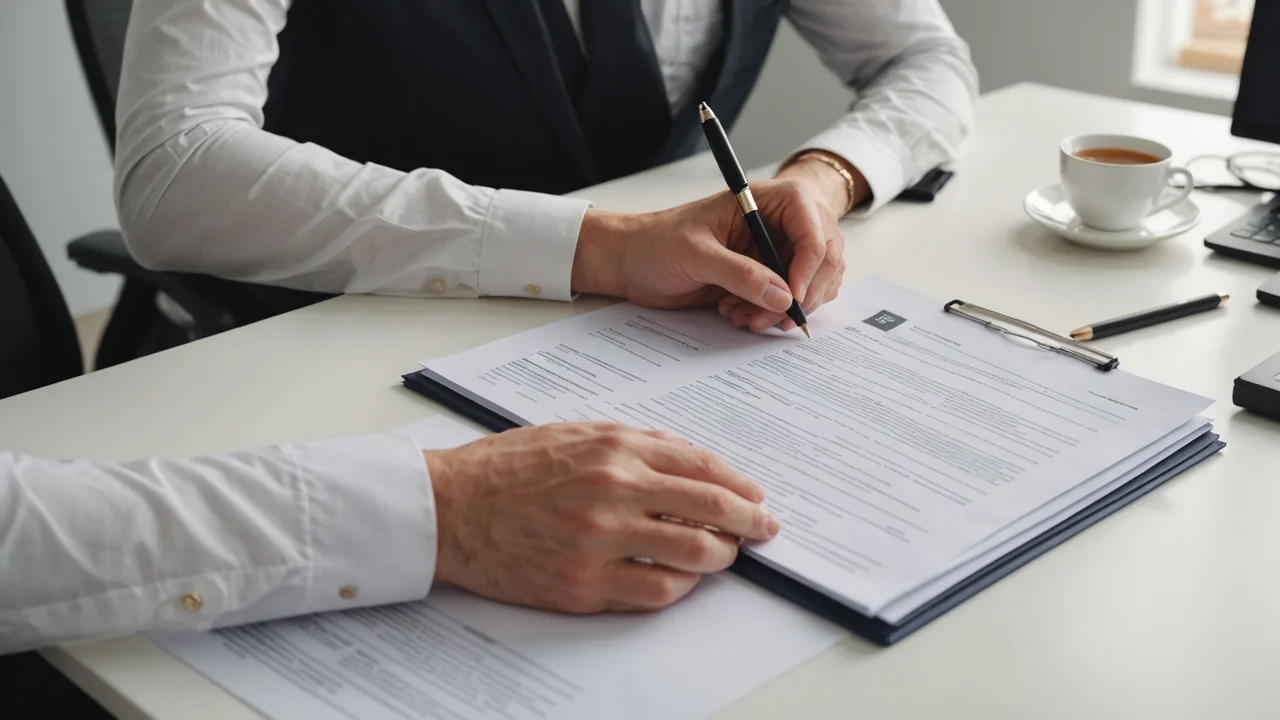 HR manager comparing two printed resumes side by side