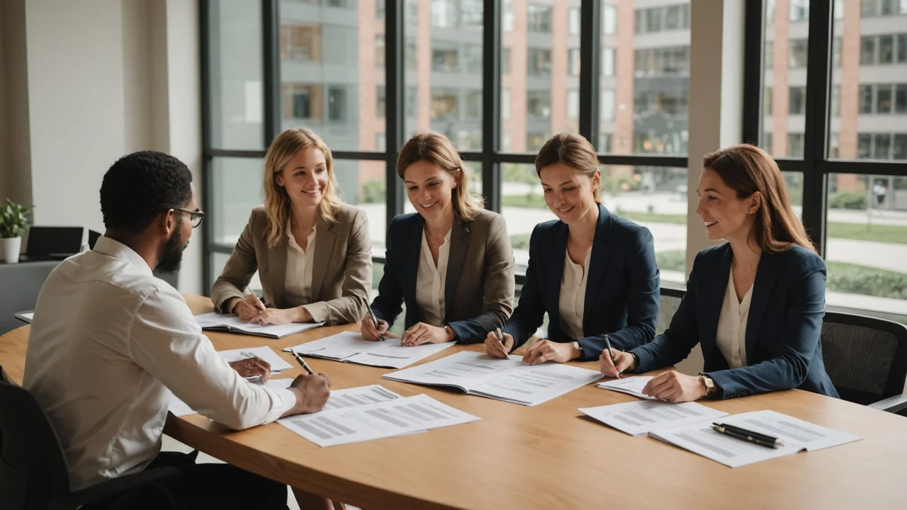 Hiring panel reviewing structured interview guides
